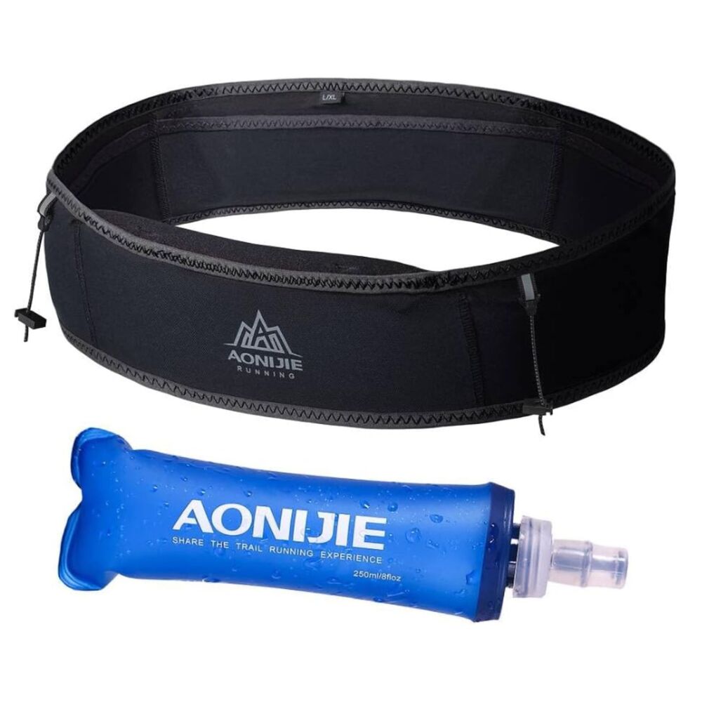 AONIJIE Running Belt Hydration Waist Pack w/ 250ml Flask Black M/L